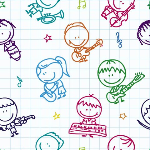 Papel de Parede Decorativo Baby Meninos e Meninas Desenhos Coloridos em Folha de Caderno 2,5m
