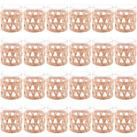 Kit 24 Copos de Vidro Baixos Wolff Sisal 320ml Pousadas Hotéis Restaurantes Mesa Posta