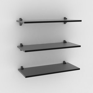 Kit 3 Prateleiras 60X25 + 6 Suportes Em Pp  Preto Linha Studio Brasforma K3Sp60X25X1.5Uv