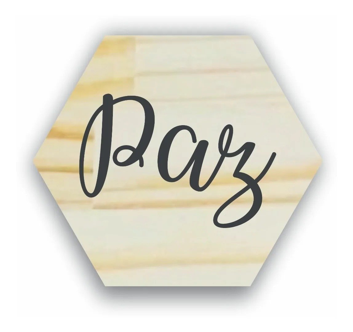 Decoração para Parede Quadros - Kit com 12 Quadrinhos de Madeira Pinus Hexágono Lettering - 2