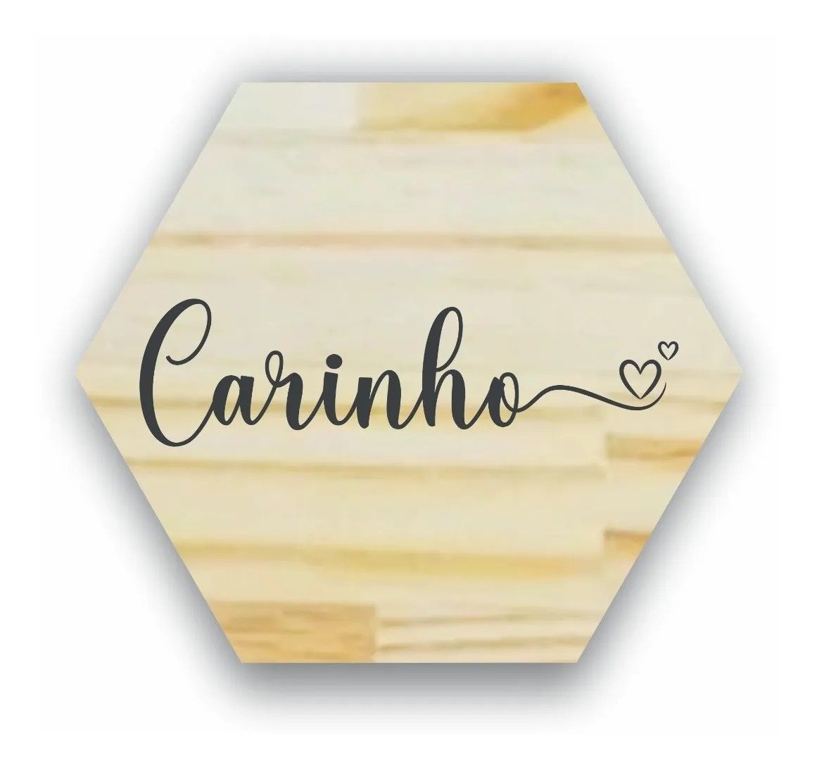 Decoração para Parede Quadros - Kit com 12 Quadrinhos de Madeira Pinus Hexágono Lettering - 4