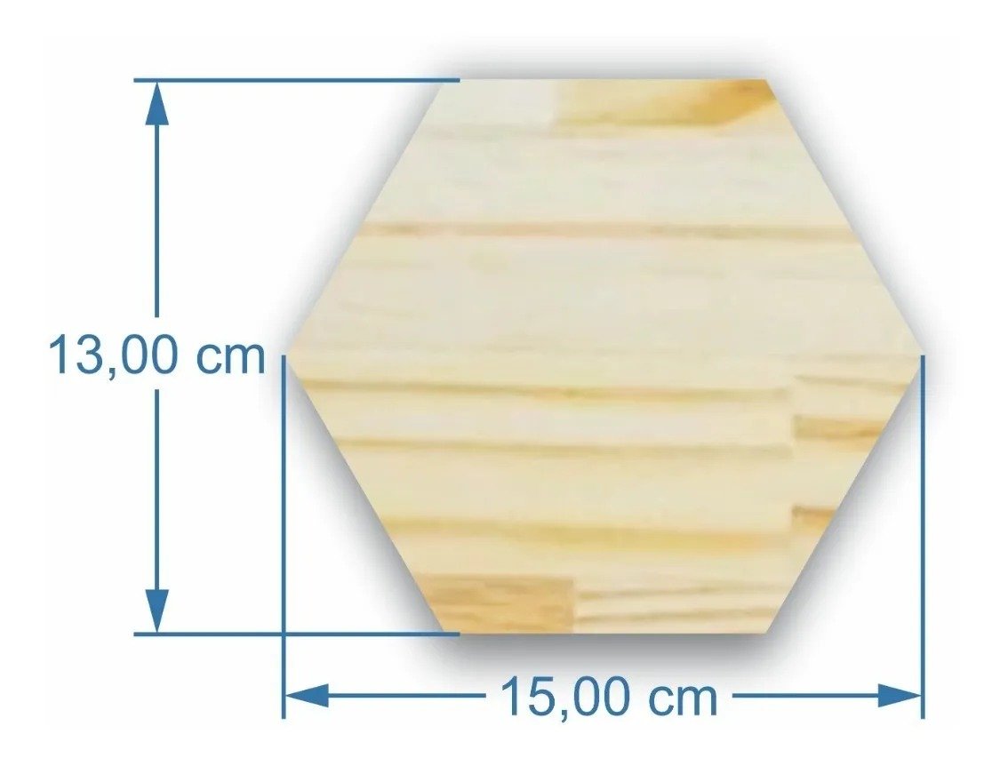 Decoração para Parede Quadros - Kit com 12 Quadrinhos de Madeira Pinus Hexágono Lettering - 7