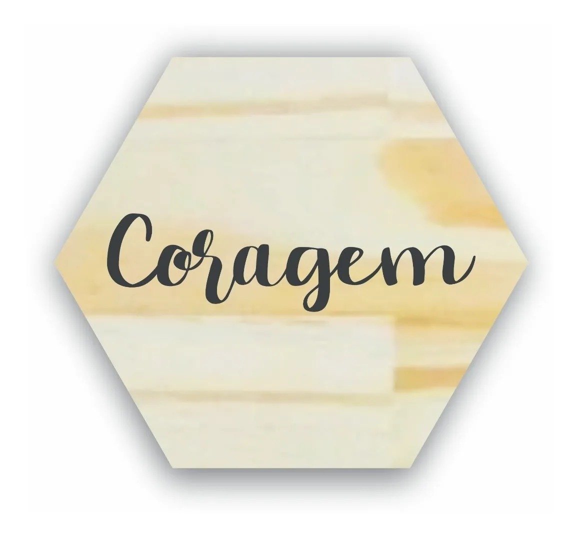 Decoração para Parede Quadros - Kit com 12 Quadrinhos de Madeira Pinus Hexágono Lettering - 6