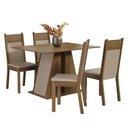 Ver imagem 2 de Conjunto Sala de Jantar Mesa Tampo de Madeira 4 Cadeiras Rustic/crema/bege Angel Madesa