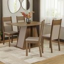 Ver imagem 1 de Conjunto Sala de Jantar Mesa Tampo de Madeira 4 Cadeiras Rustic/crema/bege Angel Madesa