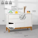 Ver imagem 5 de Kit Quarto Theo com Pés Square Natural - Berço + Cômoda 3 Gavetas e 1 Porta + Guarda-Roupa 2 Portas