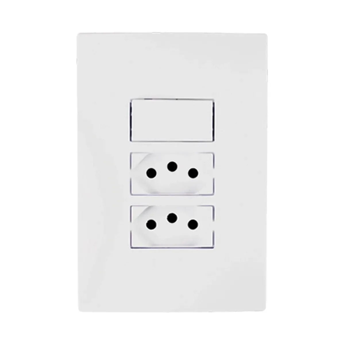 Kit 2 Interruptor 1 Tecla Simples e 2 Tomadas Bco. 10a - I9