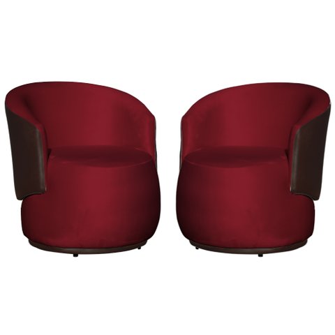 Kit 2 Poltronas para Recepção Decoração Sala Confortável - Veludo - Sv Decor:vermelho
