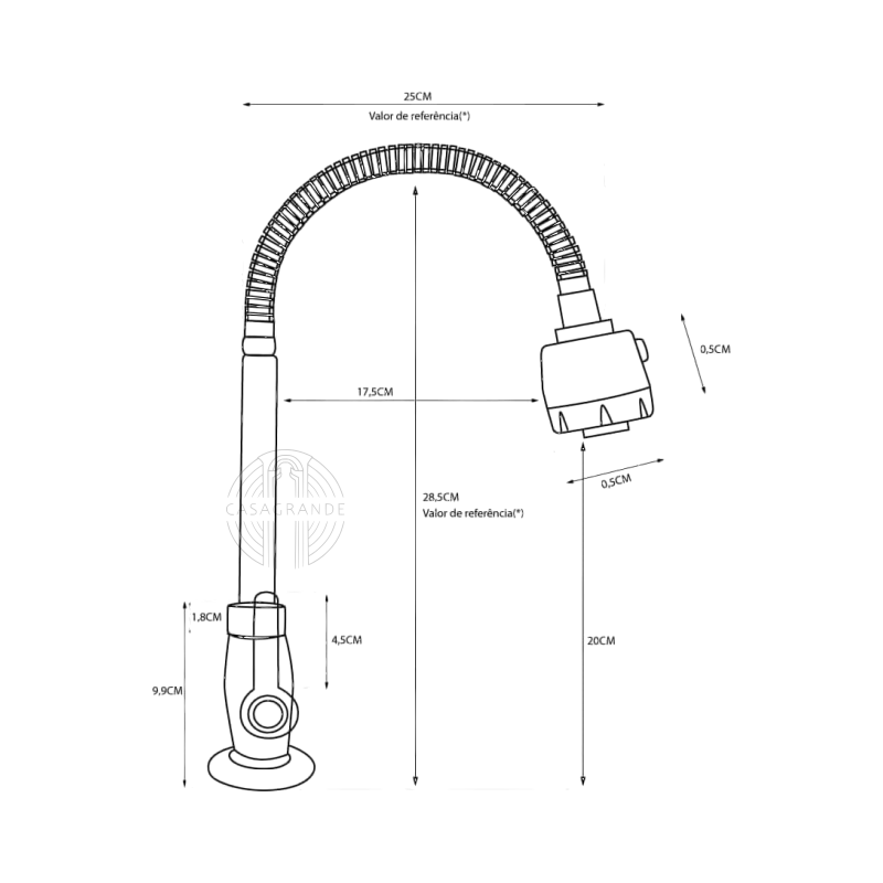 Torneira Gourmet para Pia Cozinha Mesa/bancada Flexível Casagrande Mundial - 2