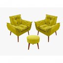 Ver imagem 1 de Kit C-02 Poltronas Opala + 01 Puff Redondo Danny Suede Amarelo