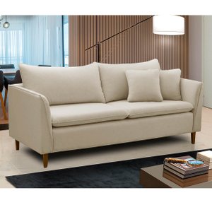 Sofá Pequeno Namoradeira 2 Lugares 1,44m Living Kassia Linho Bege Lansofbr