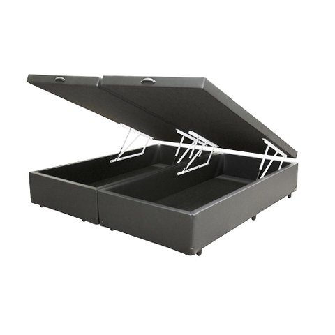 Cama Box Baú Casal Bipartido Corino Cinza 42x138x188