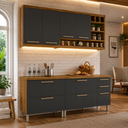 Ver imagem 1 de Cozinha Completa Modulada 4 Peças MDF Burguesa Freijó/Cinza - Nesher