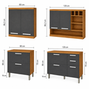 Ver imagem 4 de Cozinha Completa Modulada 4 Peças MDF Burguesa Freijó/Cinza - Nesher