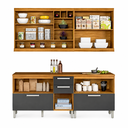 Ver imagem 3 de Cozinha Completa Modulada 4 Peças MDF Burguesa Freijó/Cinza - Nesher