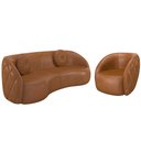 Ver imagem 1 de Sofá Decorativo 4 Lugares 318cm com Almofadas e Poltrona Zion M22 Sintético Caramelo - Mpozenato