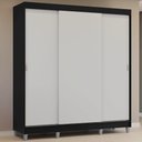 Ver imagem 1 de Guarda-roupa Casal com Pés 3 Portas de Correr Preto Branco Reno Madesa