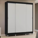 Ver mais imagens de Guarda-roupa Casal com Pés 3 Portas de Correr Preto Branco Reno Madesa