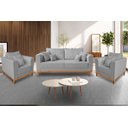 Ver imagem 1 de Kit Sofá 3 Lugares e 2 Poltronas Beny - Linho Cinza