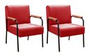 Ver imagem 1 de Kit 2 Poltronas Decorativas Jade Braços Fixo para Sala de Estar, Recepção - Suede Vermelho