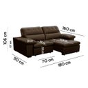 Ver imagem 6 de Sofa Retratil Reclinavel 2 Lugares 1,80m Crystal Veludo Marrom Lansofbr Lansof Brasil