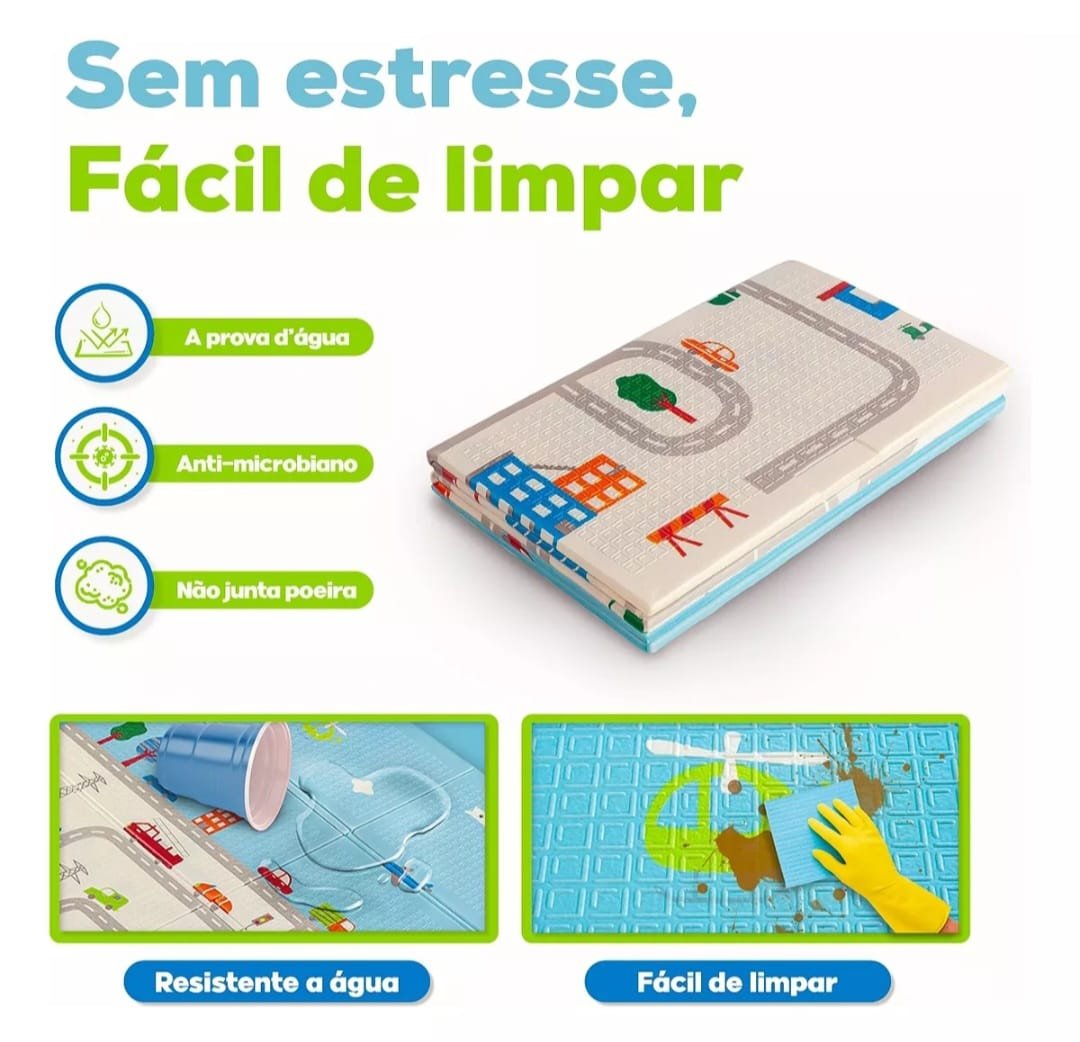 Tapete Tatame Infantil Emborrachado Dobrável Dupla Face Atividade Grande 2x1,5m Leãozinho/ursinho - 5