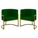 Ver imagem 1 de Kit 02 Poltronas Lua Sala Decorativa Base de Ferro Gold Cor:verde