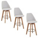 Ver imagem 2 de Kit 3 Banquetas Gourmet Giratória Maya -tecido Linho bege claro