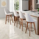 Ver imagem 3 de Kit 3 Banquetas Gourmet Giratória Maya -tecido Linho bege claro