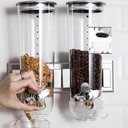 Ver imagem 3 de Dispenser Porta Alimentos Duplo de Parede 2 Potes para Cereais Sucrilhos Granola Cozinha Luxo