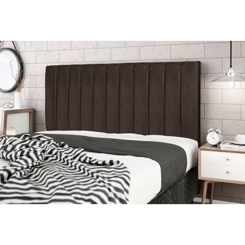 Cabeceira Casal Jbe Moveis Camboriú Cinza144cm Para Cama Box 138cm Decoração Quarto - Marrom
