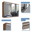 Ver imagem 7 de Guarda Roupa Casal 3 Portas de Correr 4 Gavetas e 9 Espelhos Rennes Minastex