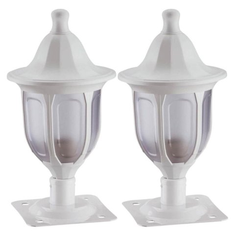 Kit 2 Balizadores Brancos para Muro Jardim Alumínio Lanterna Termoplástico Modena Dital