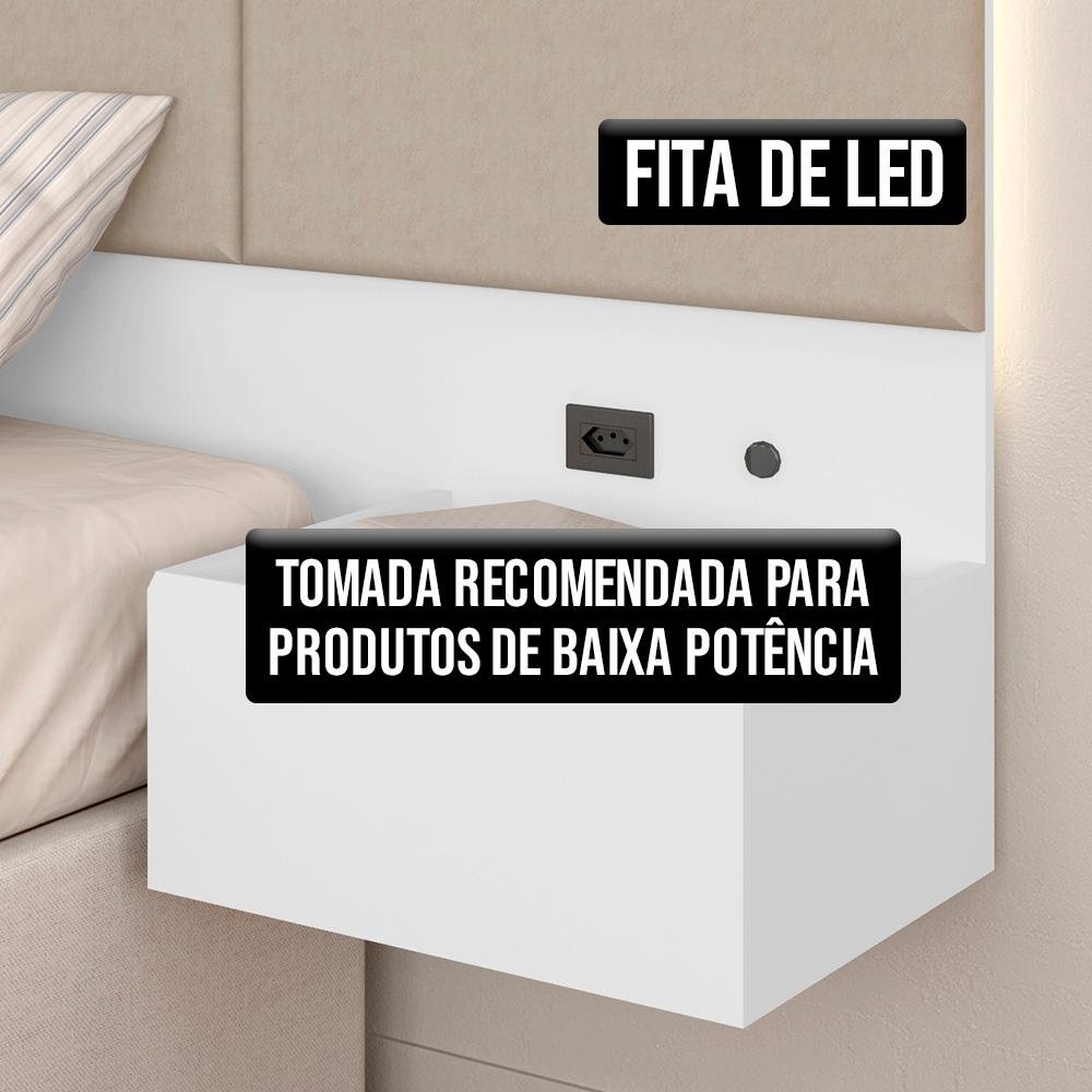 Cabeceira Suspensa Cama Casal com Led Malibu - M. Arapongas - 3