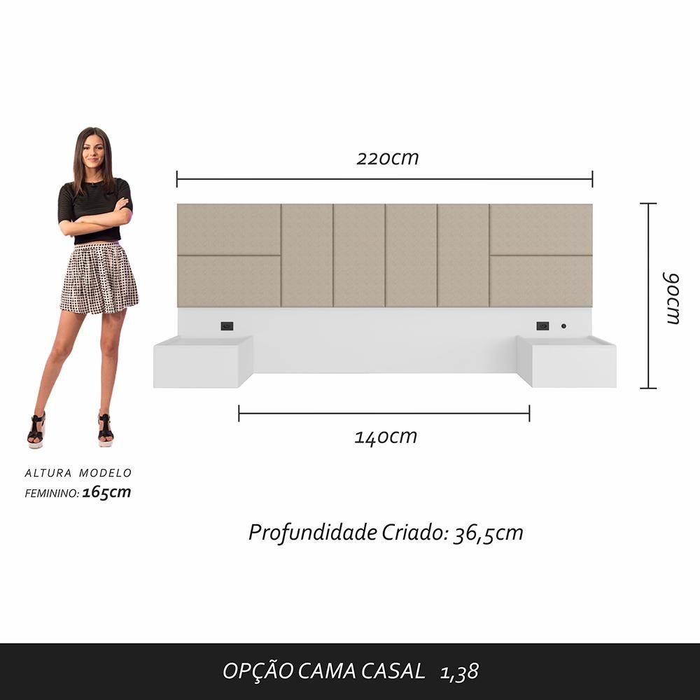 Cabeceira Suspensa Cama Casal com Led Malibu - M. Arapongas - 4