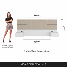 Cabeceira Suspensa Cama Casal com Led Malibu - M. Arapongas - 4