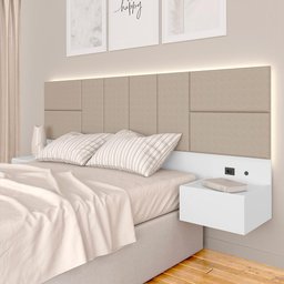 Cabeceira Suspensa Cama Casal com Led Malibu - M. Arapongas - 1