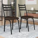 Ver imagem 5 de Kit 2 Cadeiras de Cozinha Luisiana Estampado Imbuia Pés de Ferro Preto
