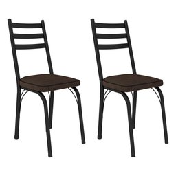 Kit 2 Cadeiras de Cozinha Luisiana Estampado Imbuia Pés de Ferro Preto - 1