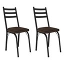 Ver imagem 1 de Kit 2 Cadeiras de Cozinha Luisiana Estampado Imbuia Pés de Ferro Preto