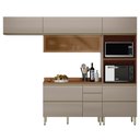 Ver imagem 1 de Cozinha Modulada Proença 4 Peças Balcão 120cm Nogueira Touch/nude Prime Tx com Tampo em Mdf -