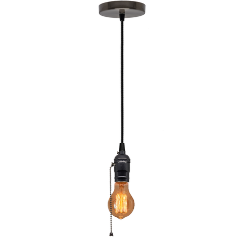 Luminária Pendente Cozinha Slim Vintage Corrente C/lamp Carb Cor:grafite;lâmpada:a19-110v