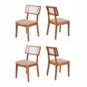 Ver imagem 1 de Kit 4 Cadeiras de Jantar Madeira Maciça Rattan Natural Estofadas Siena Espresso Móveis