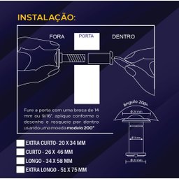Visor Olho Mágico Timmer Longo Lc Cromado 200º - 3