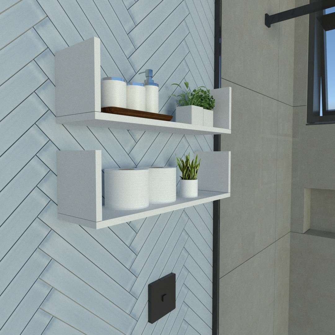 Prateleira Aba U P15cm Minimalista Branco Mdf Organizador Banheiro Lavanderia - Rufatto Decorações - 3