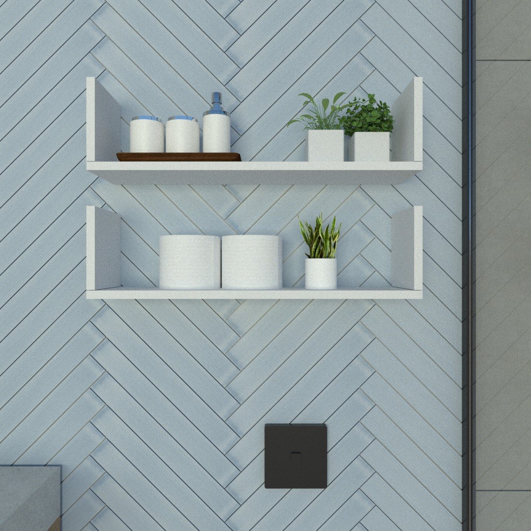 Prateleira Aba U P15cm Minimalista Branco Mdf Organizador Banheiro Lavanderia - Rufatto Decorações