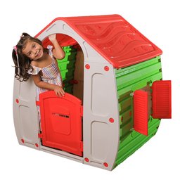 Casinha de Brinquedo Infantil Playground Grande Magic House com Porta e Janela Vermelha/verde - 2