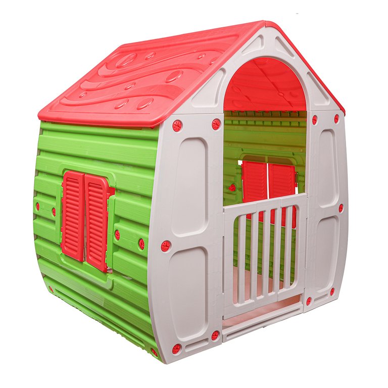 Casinha de Brinquedo Infantil Playground Grande Magic House com Porta e Janela Vermelha/verde Casinha de Brinquedo Infantil Playground Grande Magic House com Porta e Janela Vermelha/verde