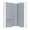 Ver imagem 3 de Guarda Roupa de Canto Alpes 5 Portas de Bater 4 Gavetas MDP Branco Pf-Grey Sky Pf Luciane Móveis