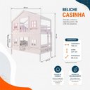 Ver imagem 3 de Beliche Infantil Solteiro Casinha Dos Sonhos Madeira Maciça Branco Rosa Housin